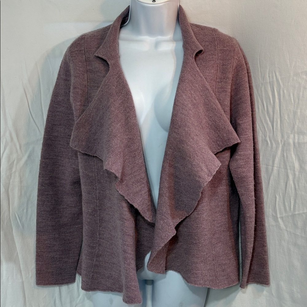 Eileen Fisher Wool Women's Mauve/Lavender Open Front Sweater